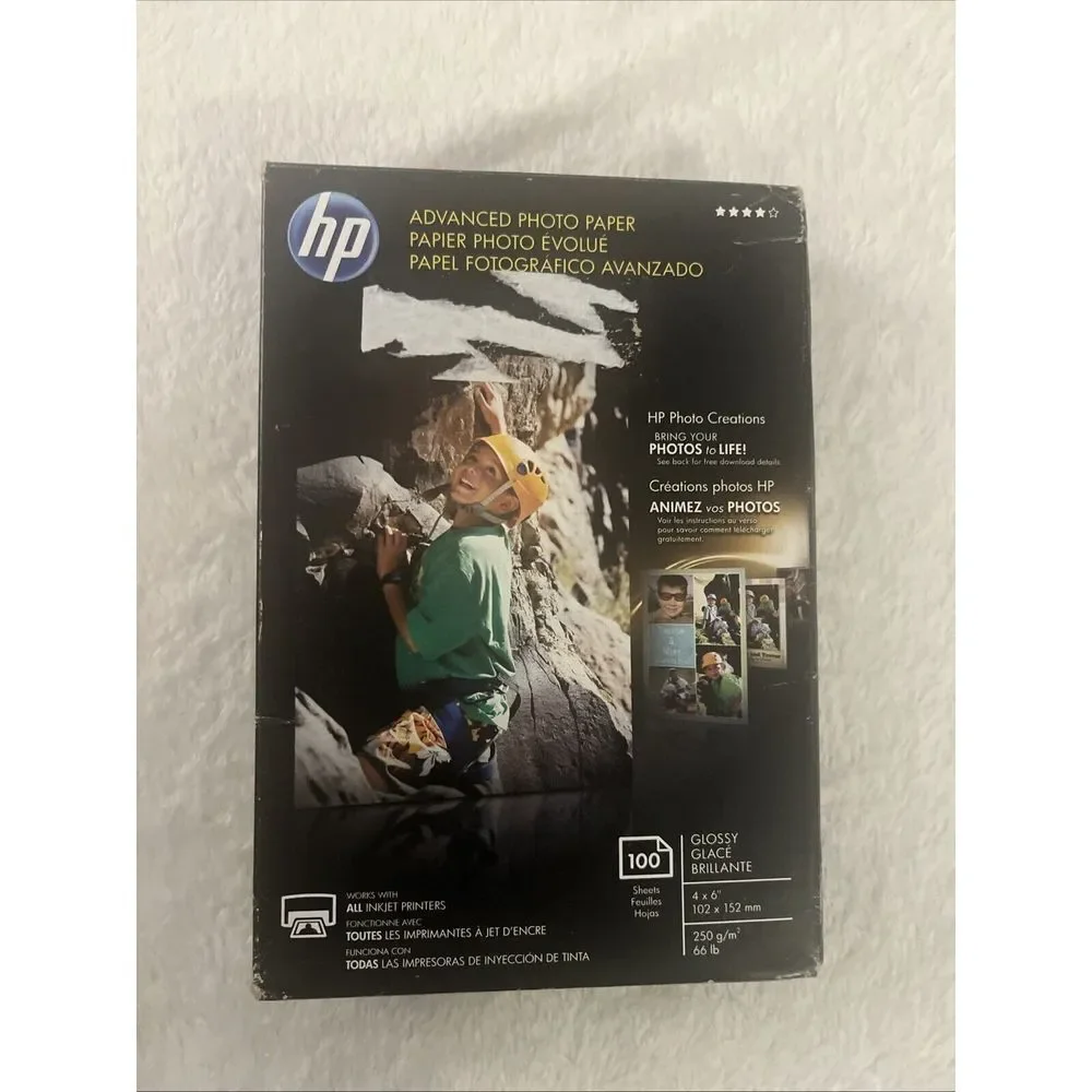 Hp‎ Advanced Glossy photo paper, 97 sheets OPEN BOX 4x6 in 66lb.